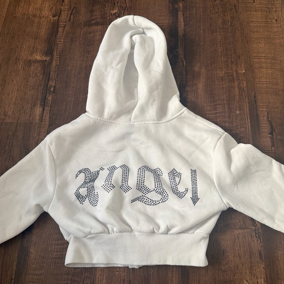 White Hoodie with Rhinestone Design - Picture 1 of 2